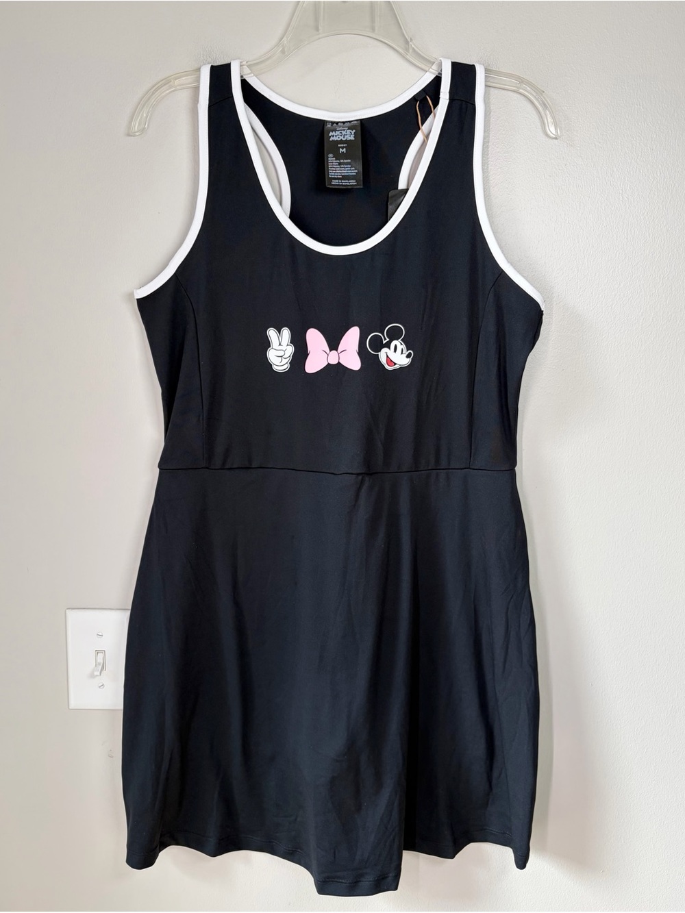 Disney Mickey Mouse Black Athleisure Dress with Built in Shorts Workout Travel